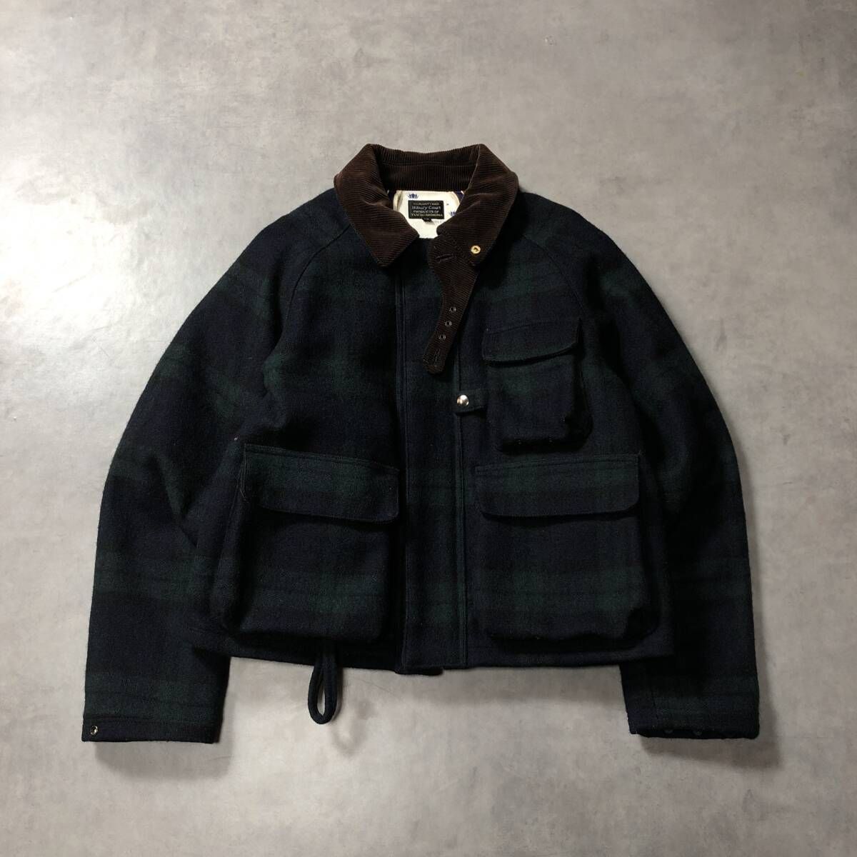GQ4685◇Bibury Court : ウールアングラーズジャケット◇38◇ブラック 