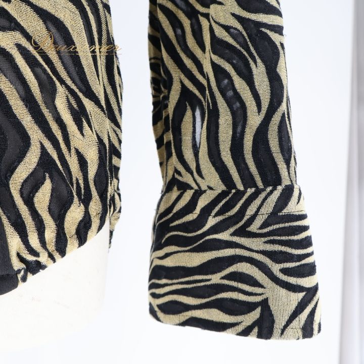 社交ダンス 衣装 ブラウス トップス メンズ MAISON DE DANSE ゼブラ 黒