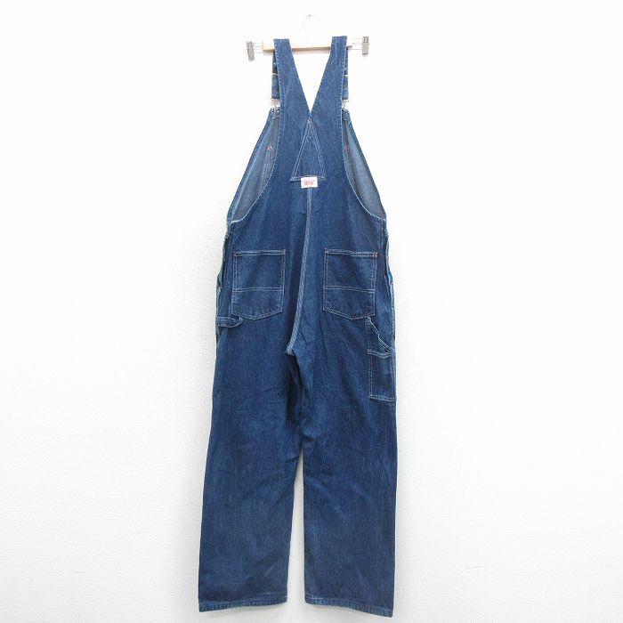 W43/古着 ラウンドハウス オーバーオール メンズ 大きいサイズ 紺