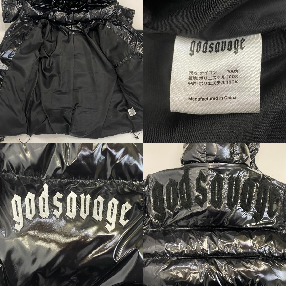 godsavage ブラック ダウンジャケット god savage(ゴッドサヴェージ
