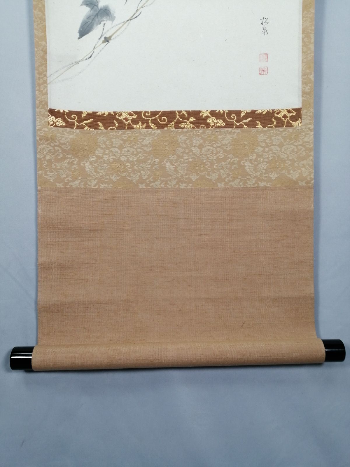 茶道具】大徳寺 雪尾要道和尚筆 朝顔画賛『雲遥々』 茶掛 掛軸 軸C174