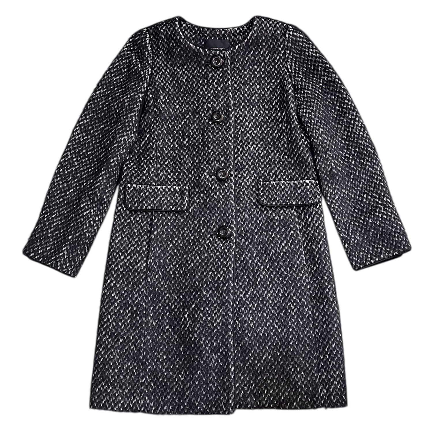 エムプルミエ M-PREMIER ノーカラーコート ロング 黒 ウール22