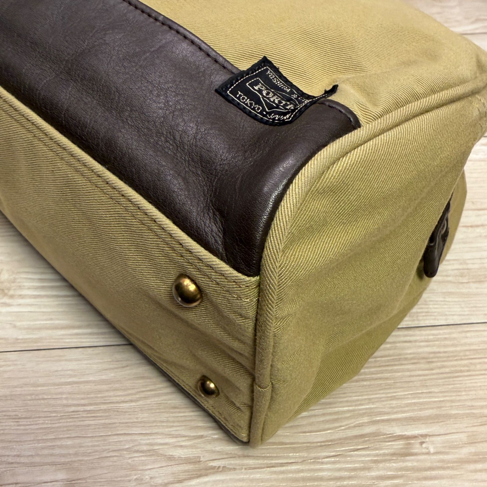 【希少】 PORTER ポーター ミニボストン ベージュ PORTER フリッター ミニボストンバッグ ベージュ ポーチ付 レアモデル
