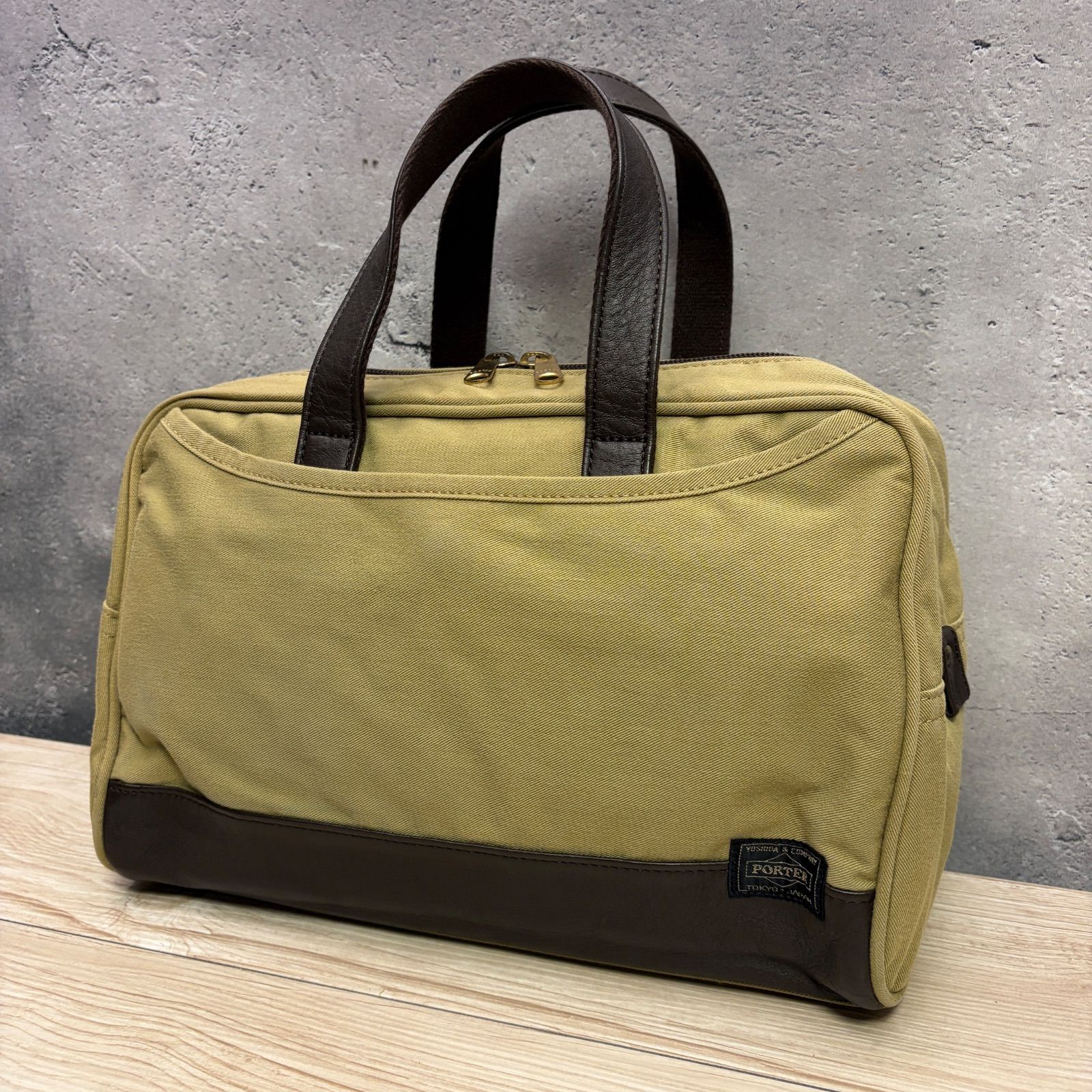 【希少】 PORTER ポーター ミニボストン ベージュ PORTER フリッター ミニボストンバッグ ベージュ ポーチ付 レアモデル