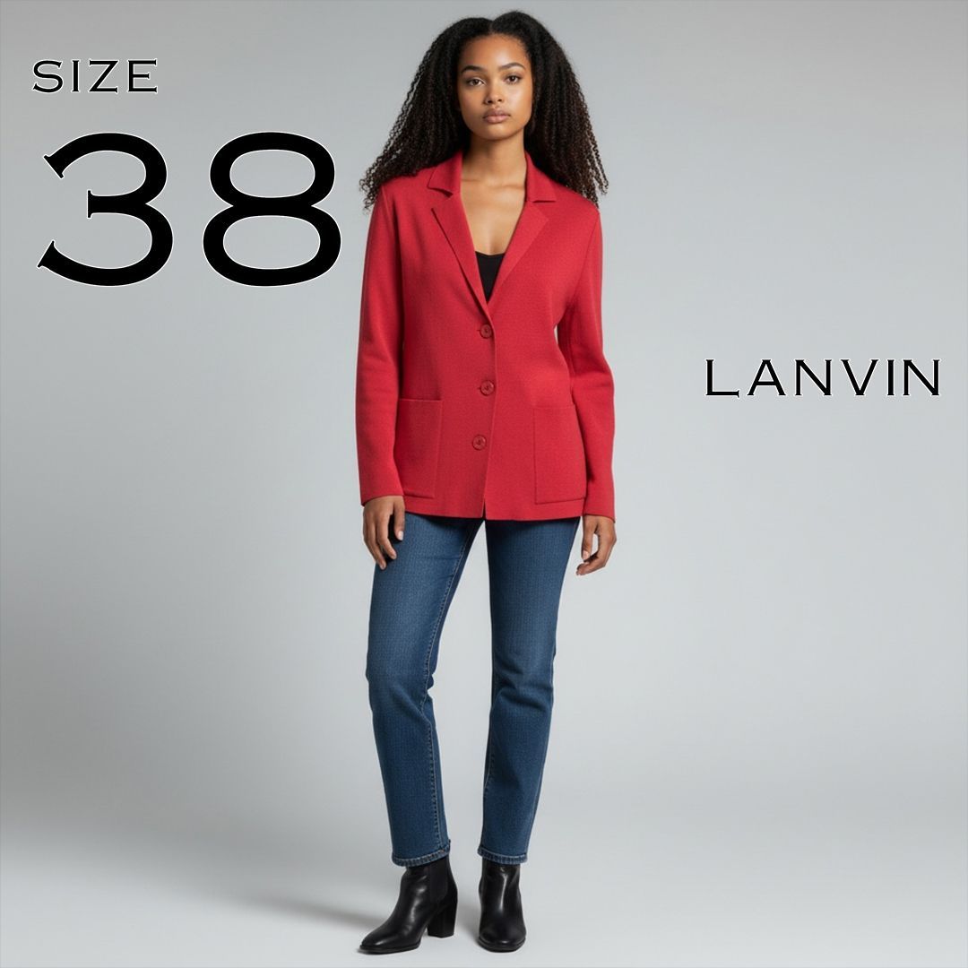 美品】LANVINランバン 日本製 コットンレーヨン製ニットテーラード 