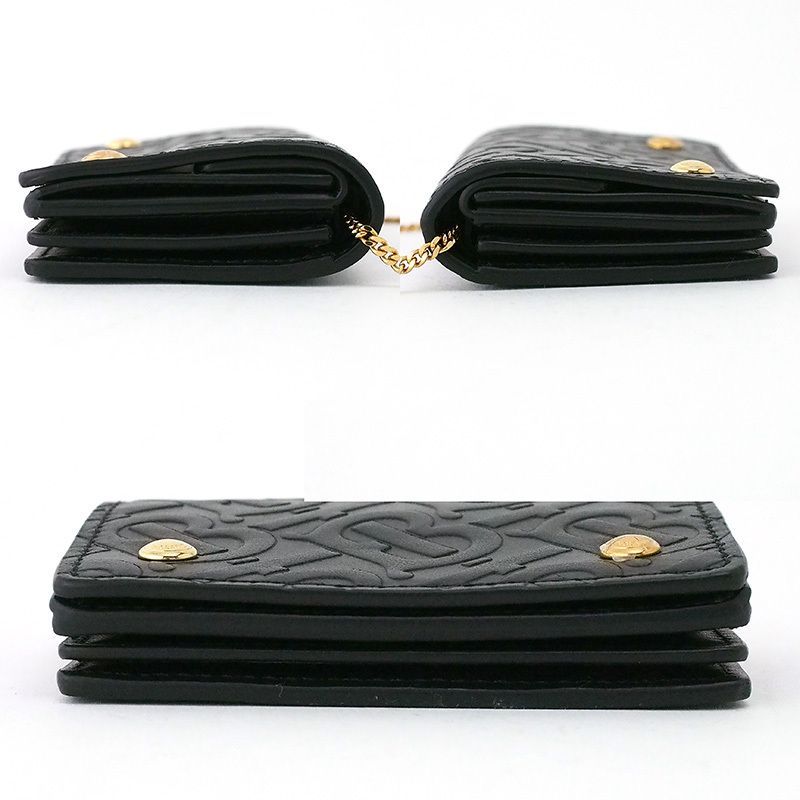BURBERRY ケース チェーン&ストラップ付きコンパクトウォレット黒 バーバリー BURBERRY カードケース コンパクトウォレット チェーン