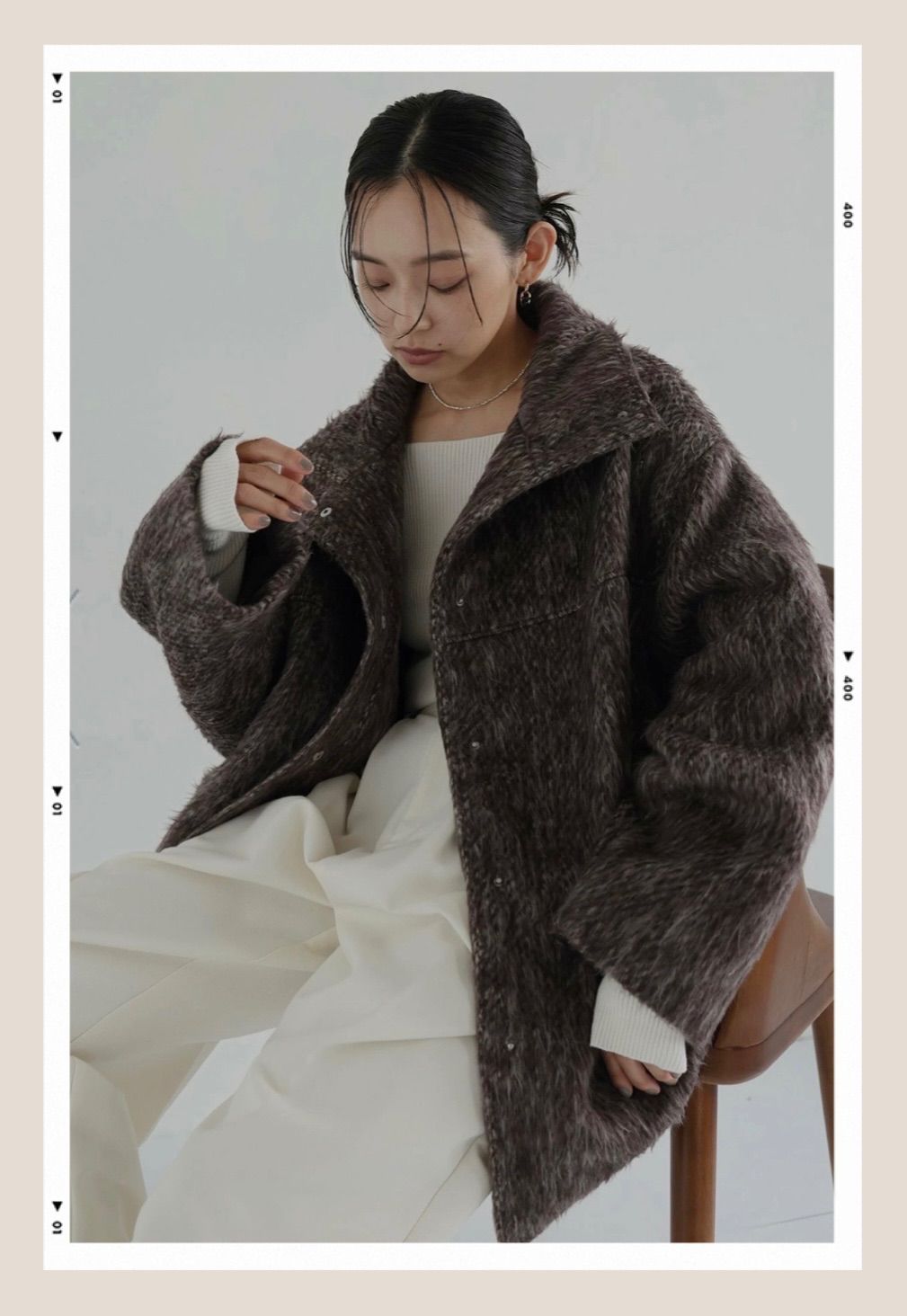 lumier シャギースタンドカラーコート ブラウン LIAN リュミエ - メルカリ