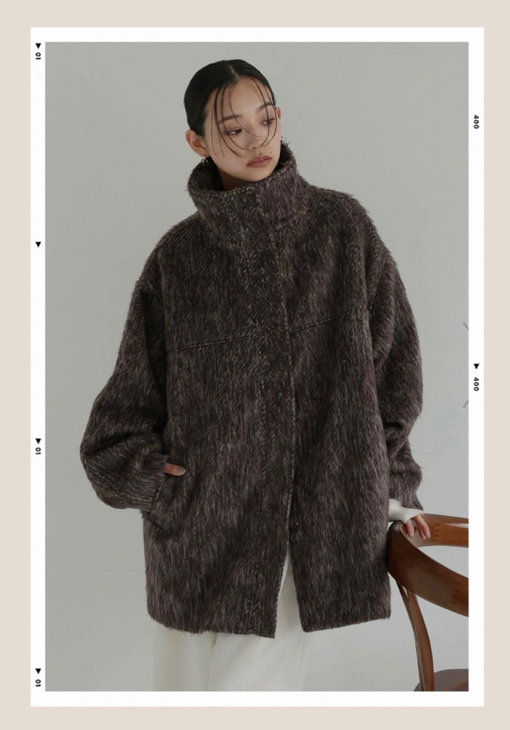 lumier シャギースタンドカラーコート ブラウン LIAN リュミエ - メルカリ