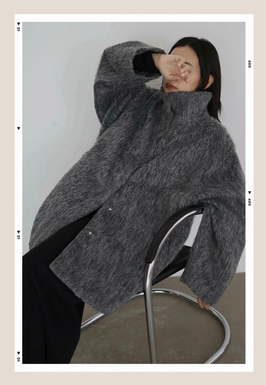 LIAN シャギースタンドカラーコート チャコール lumierリュミエ - メルカリ