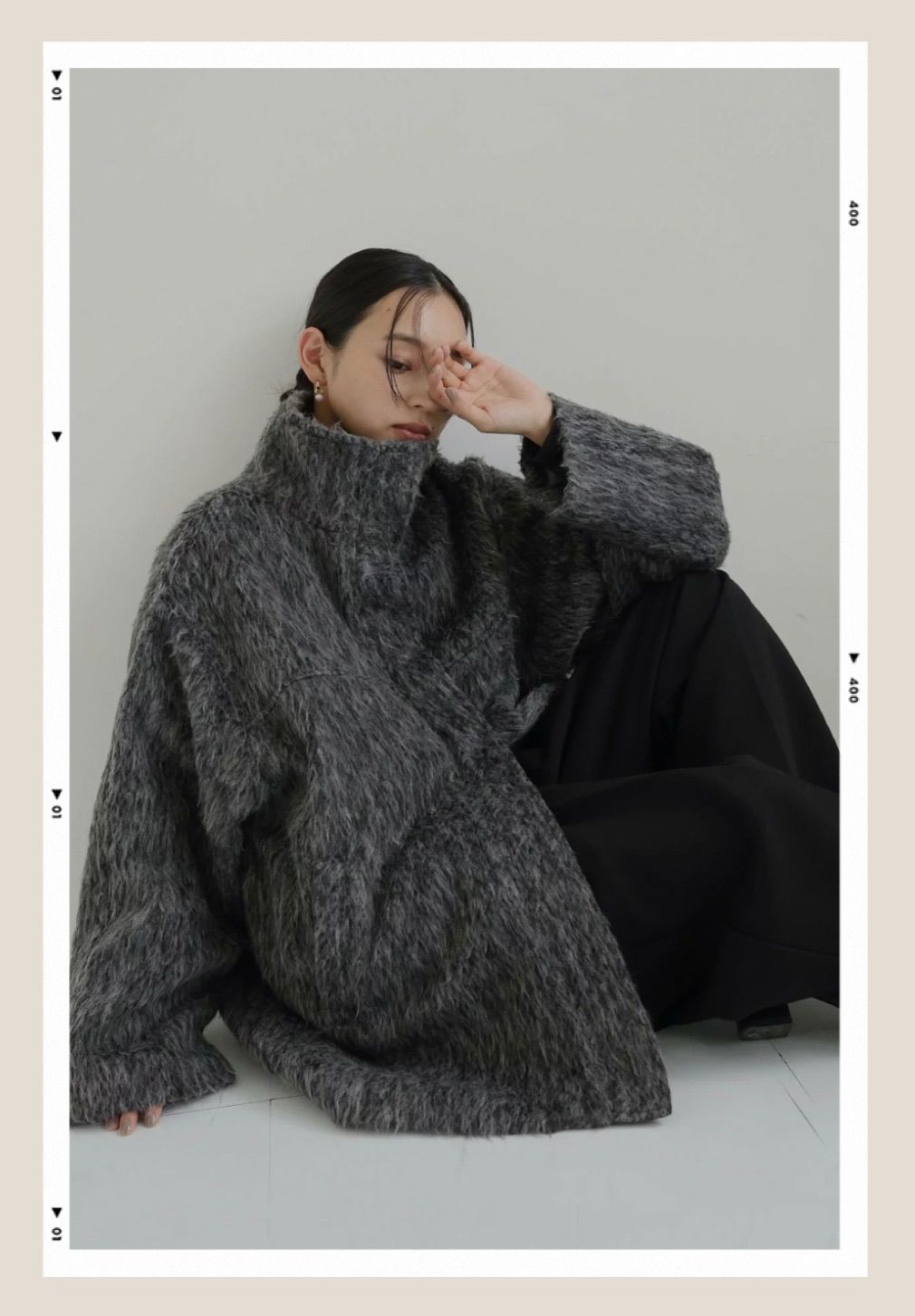 LIAN シャギースタンドカラーコート チャコール lumierリュミエ - メルカリ