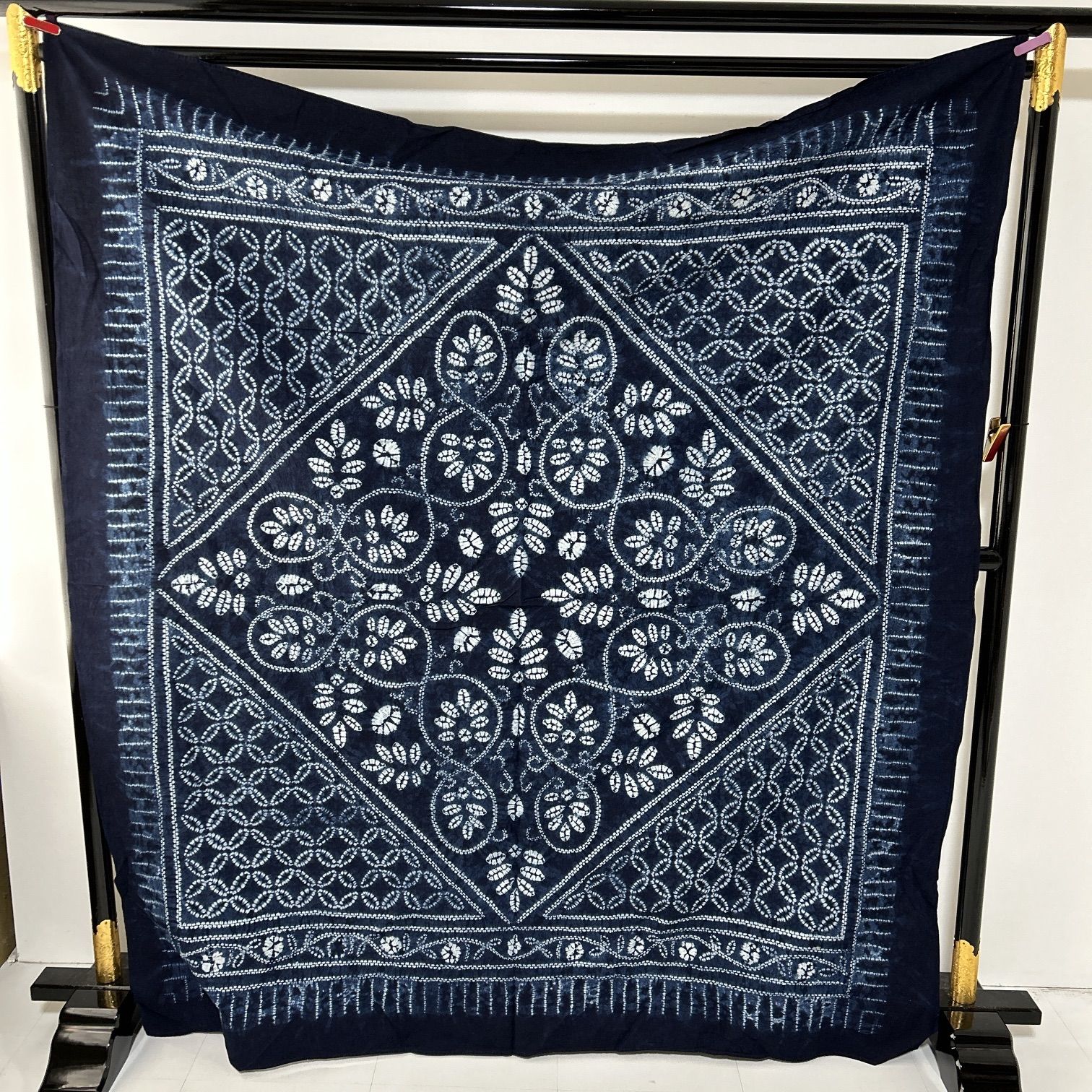 テーブルクロス 絞り 藍染 刺し子 本草木染め 綿 同梱購入歓迎 【A510