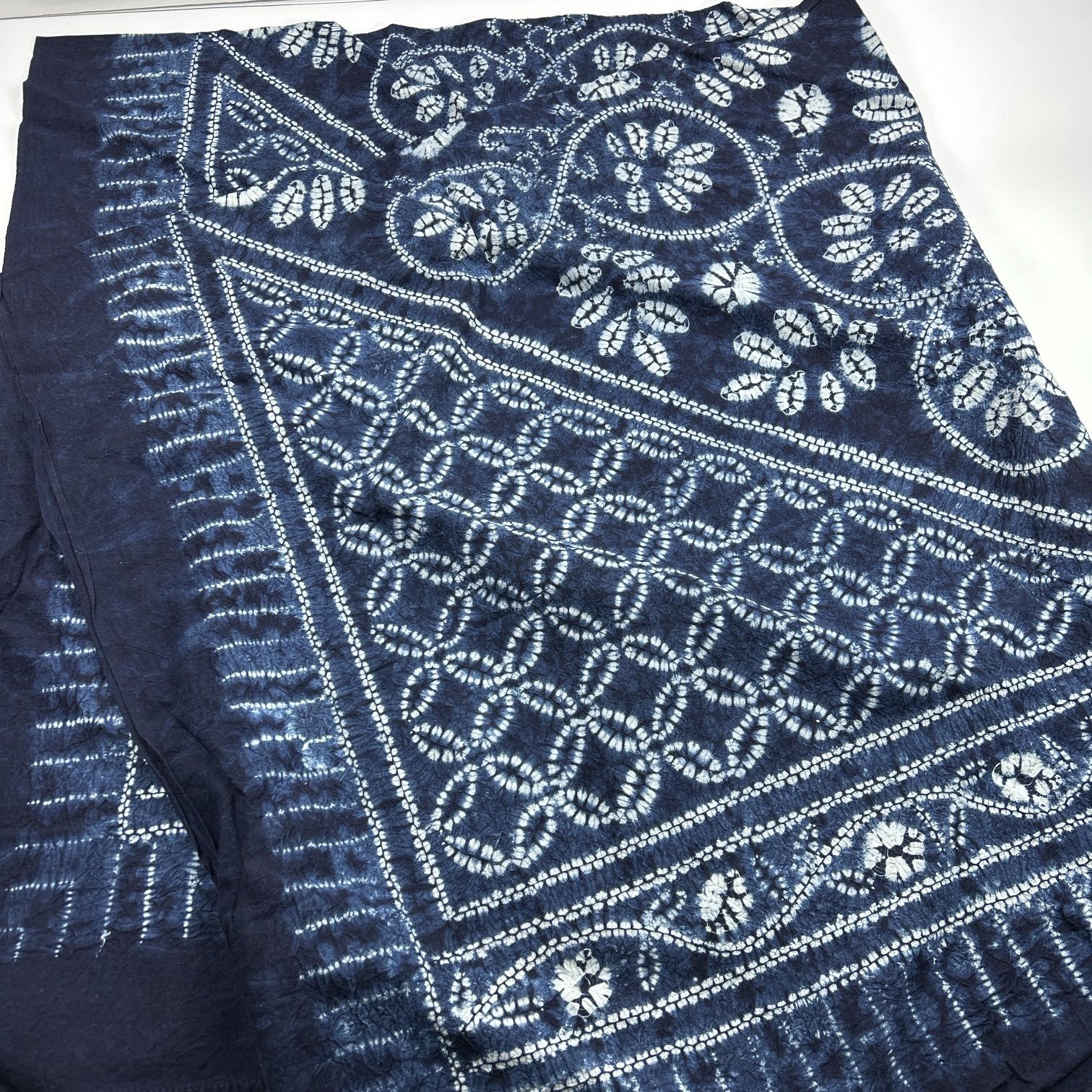 テーブルクロス 絞り 藍染 刺し子 本草木染め 綿 同梱購入歓迎 【A510