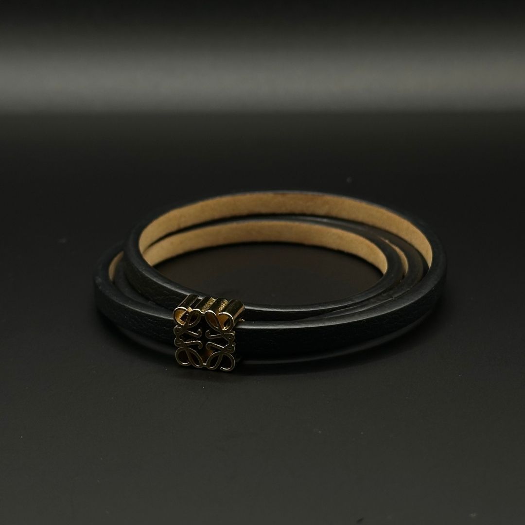 極美品】Loewe アナグラム ツイスト バングル カーフ ブレスレット