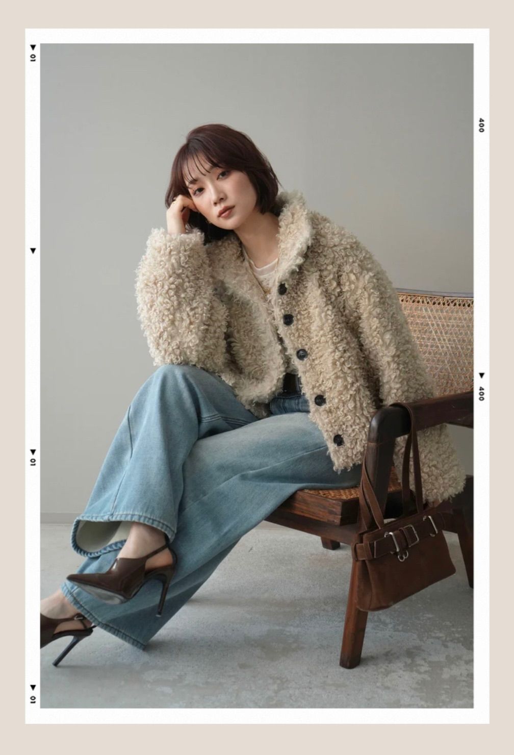 プードルファーミドルスタンドブルゾン アイボリー lumier リュミエ