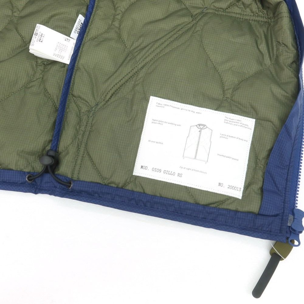 新品】アスペジ ASPESI ナイロン 中綿ベスト ブルー【サイズL】【メンズ】