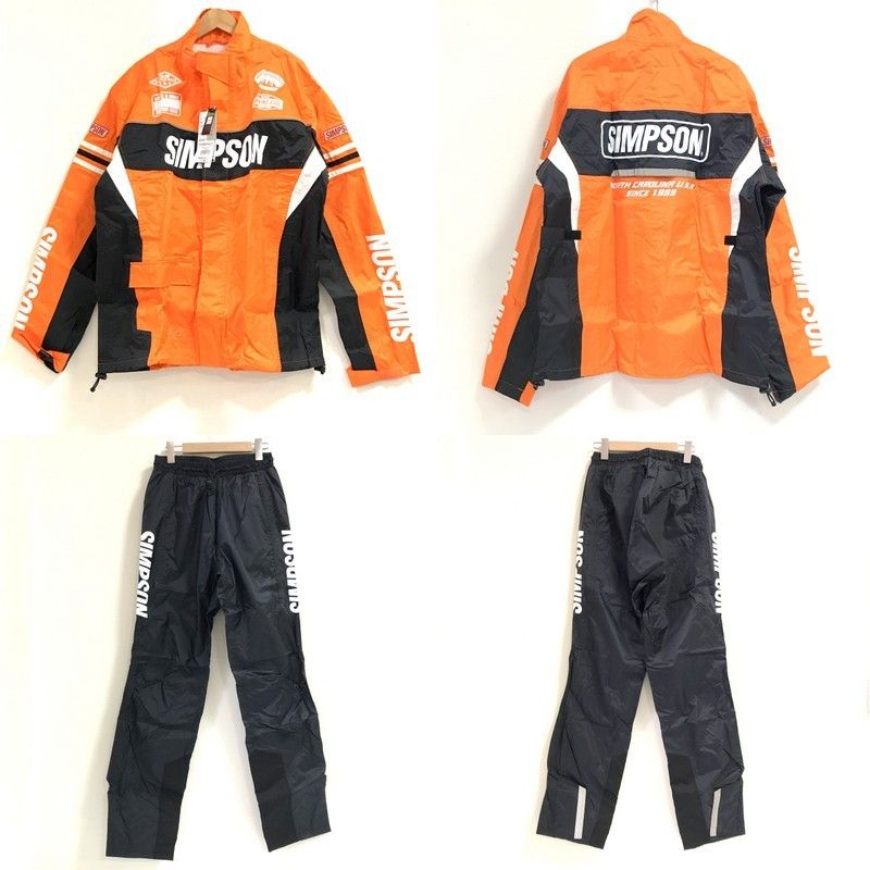 SIMPSON シンプソン バイク用レインスーツ SRS-6191 ジャケット パンツ セパレート 撥水加工 オレンジ ブラック Lサイズ オートバイ ツーリング ◇TA4107 6,480円