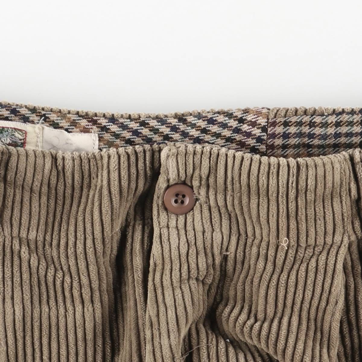 80s カナダ製 vintage コーデュロイパンツ 太畝 ツータック ブラウン 古着 80年代~ AMERICA 太畝 ツータック コーデュロイパンツ カナダ製