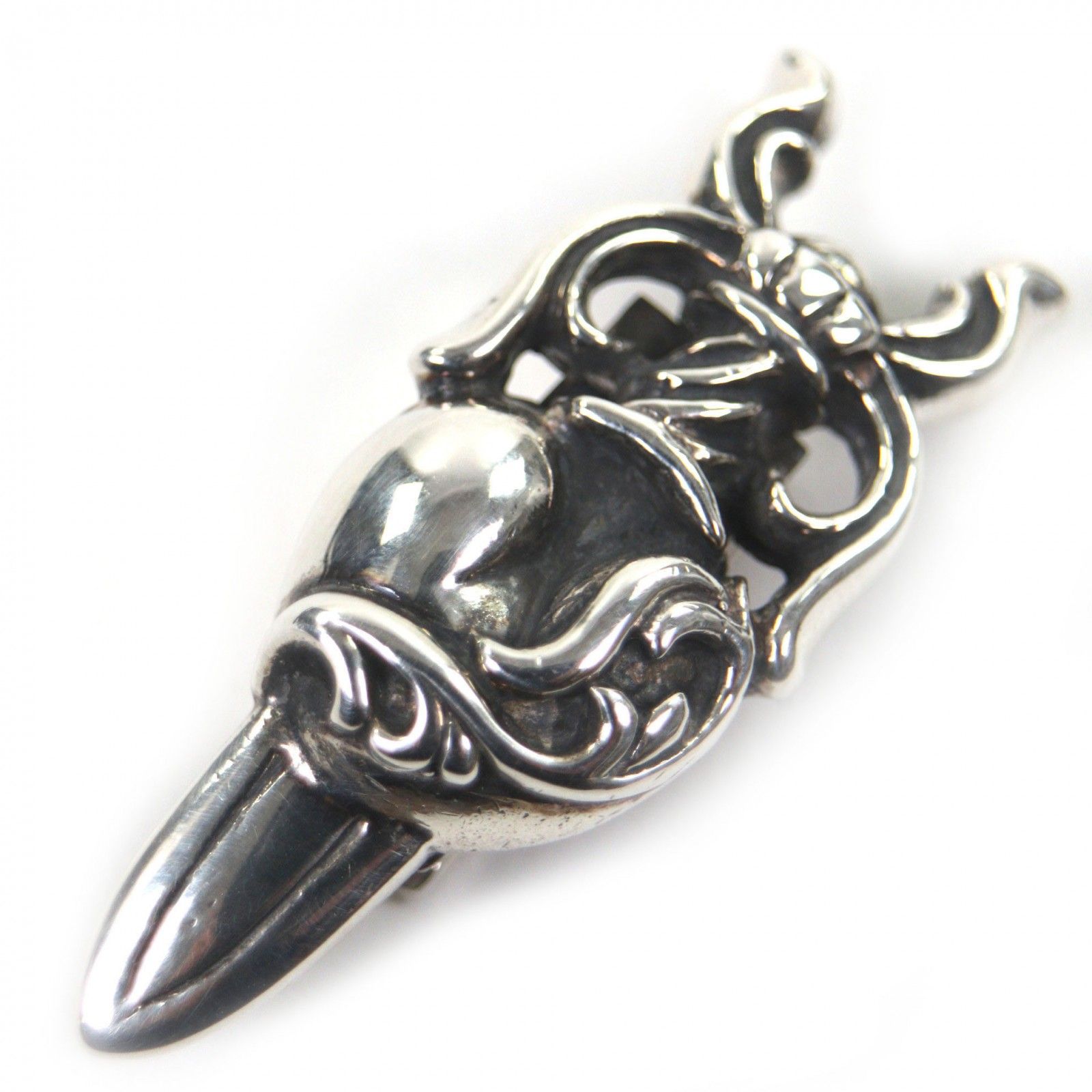 美品▽CHROME HEARTS クロムハーツ 925 ダガーハート ヘアゴム ヘア