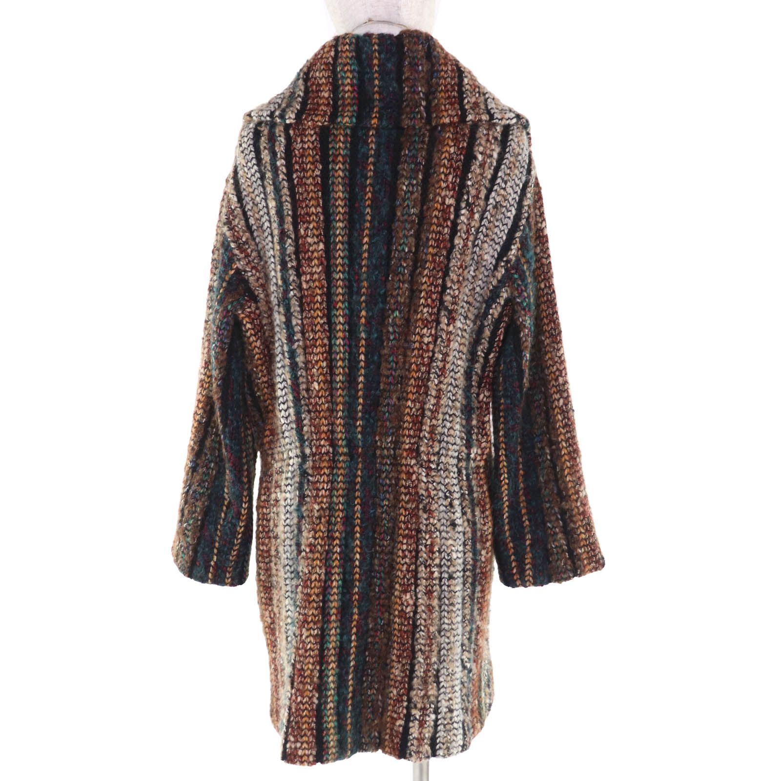 ミッソーニ MISSONI ロングカーディガン ジャケット　ニット 美品◇Missoni ミッソーニ ウール モヘア混 ストライプ柄 ニットコート