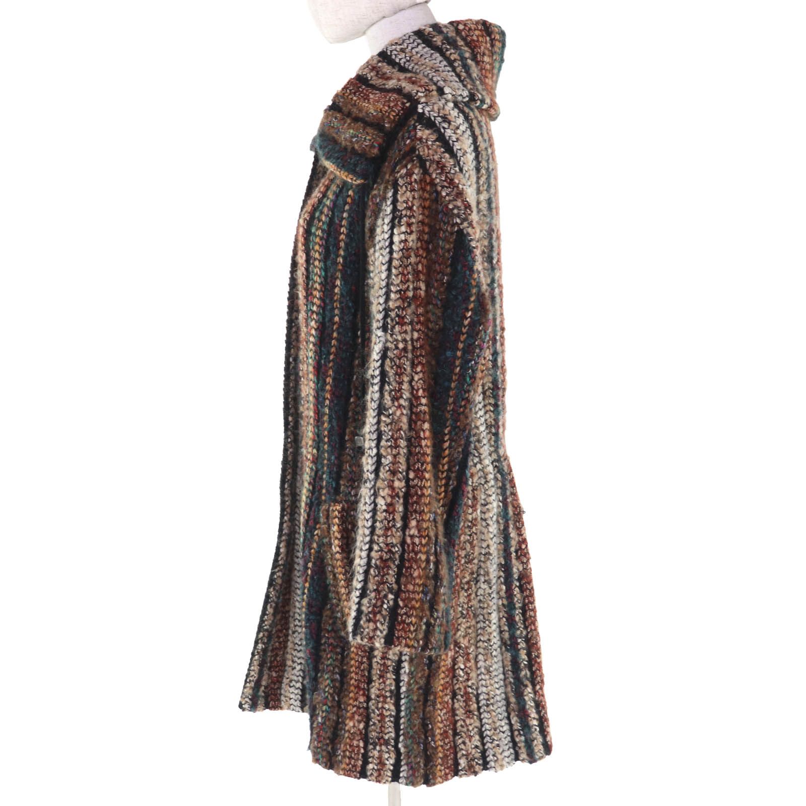 美品◇Missoni ミッソーニ ウール モヘア混 ストライプ柄 ニットコート