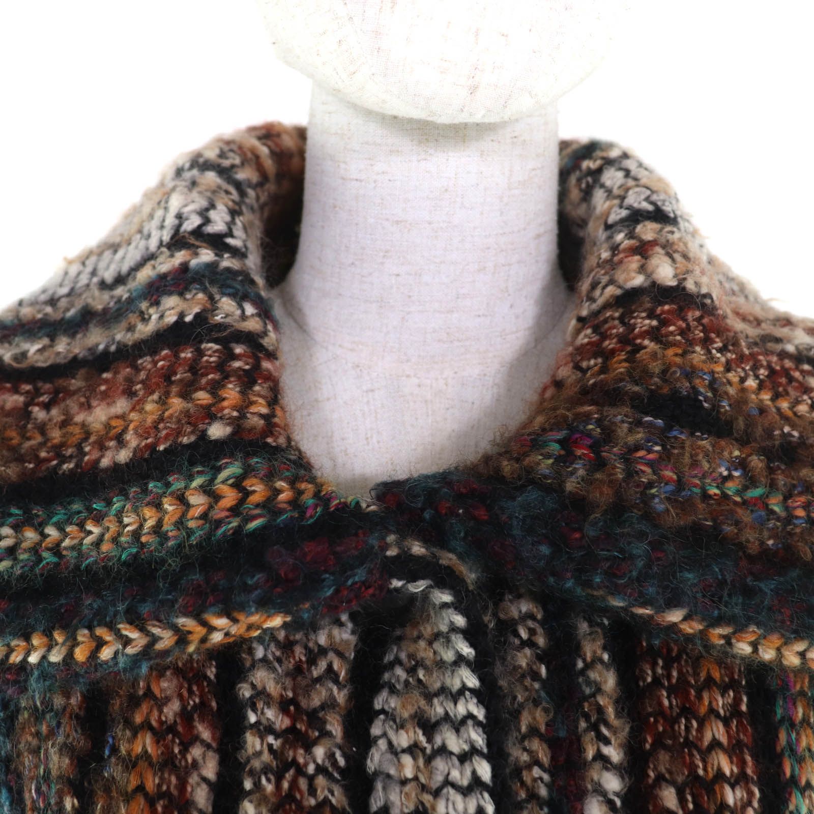 美品◇Missoni ミッソーニ ウール モヘア混 ストライプ柄 ニットコート