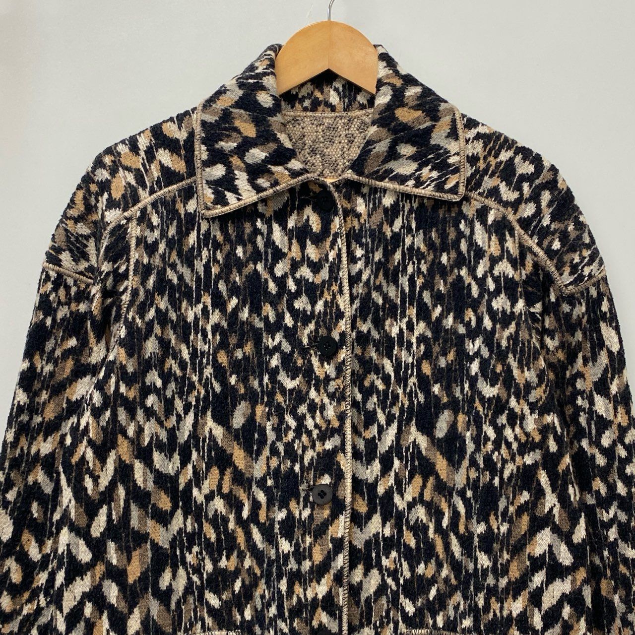 11a30 【美品】MISSONI ミッソーニ ウールニットリバーシブルコート