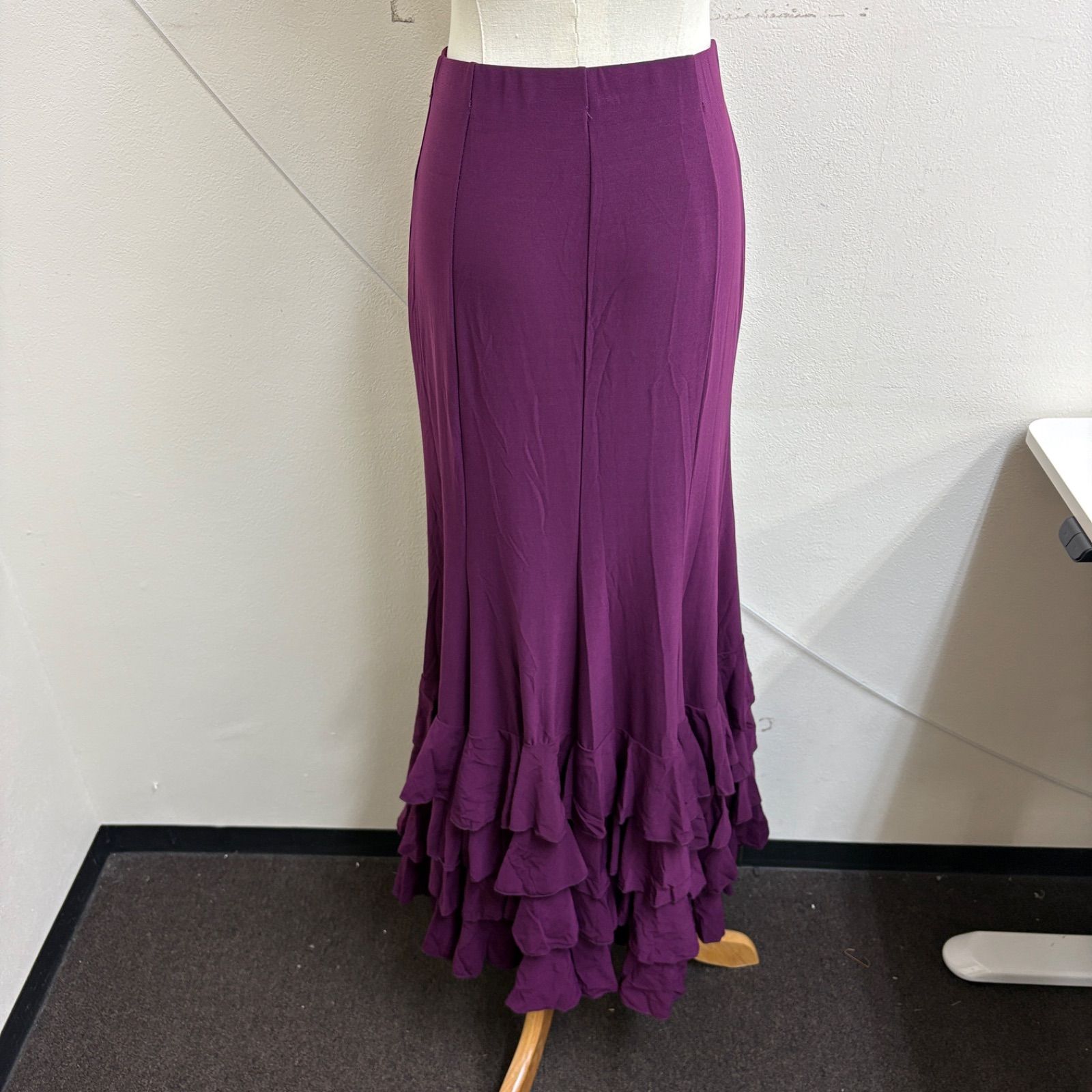 フラメンコ衣装 スカート ファルダ 紫 バーガンディ シンプル 無地