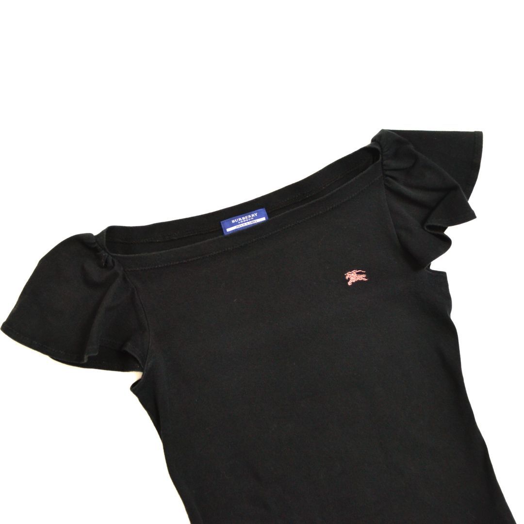 BURBERRYバーバリー 日本製 ストレッチコットン ボートネックフリル