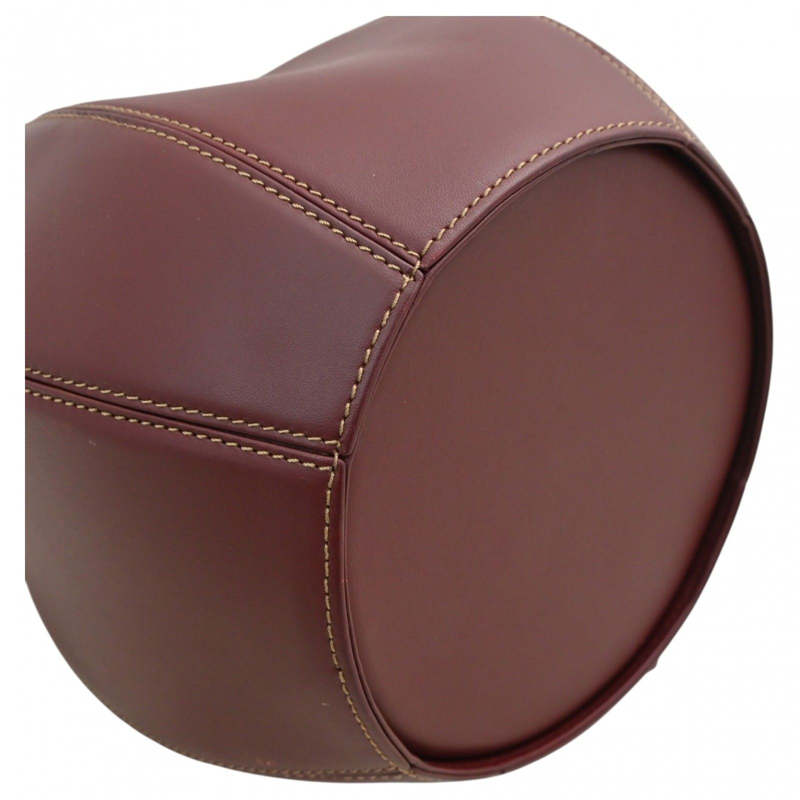 カルティエ マストライン 巾着型 ショルダーバッグ レザー ボルドー B