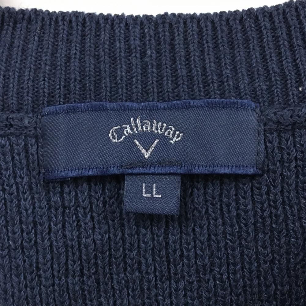 超美品】キャロウェイ ニットベスト ネイビー ロゴ刺しゅう 麻混