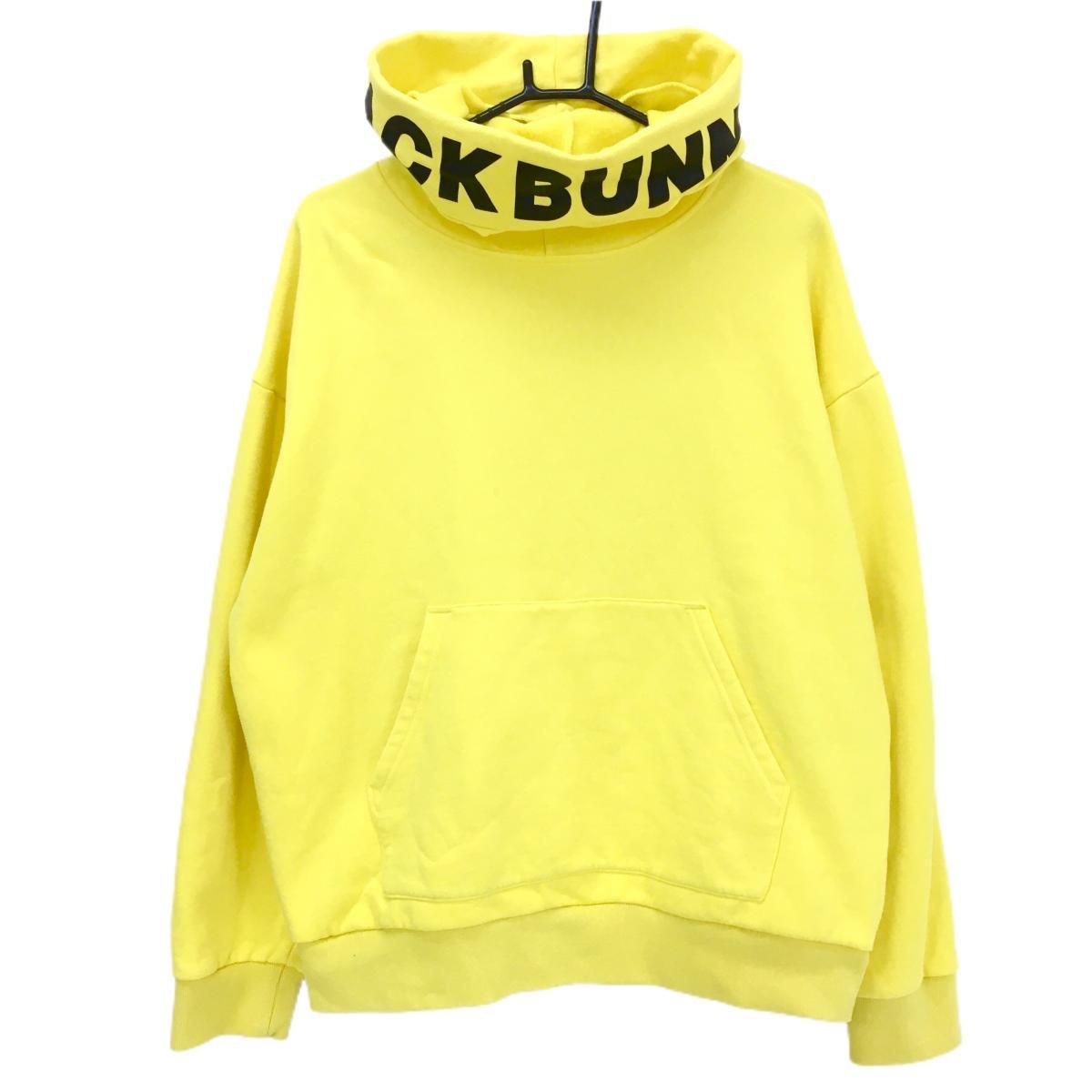 ジャックバニー パーカー イエロー×黒 ロゴプリント ポケット 裏起毛