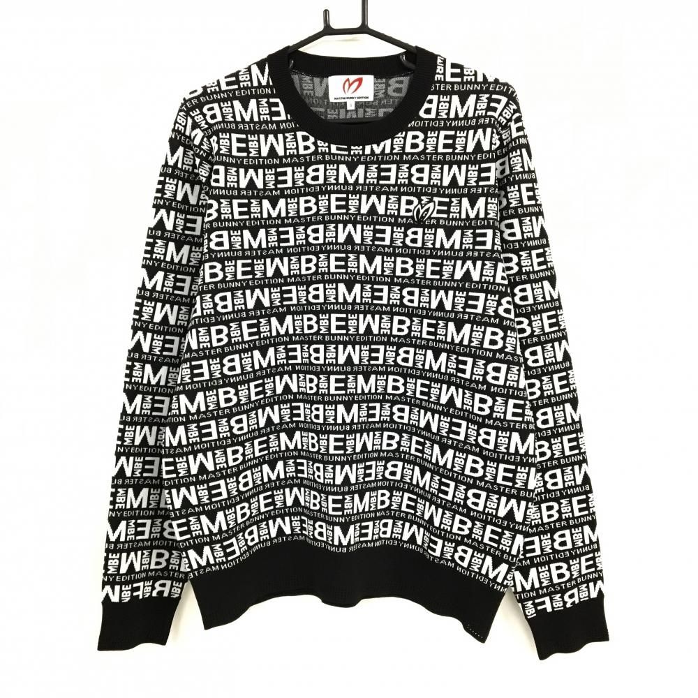 超美品】マスターバニー セーター 黒×白 ロゴ総柄 ニット メンズ 6(XL