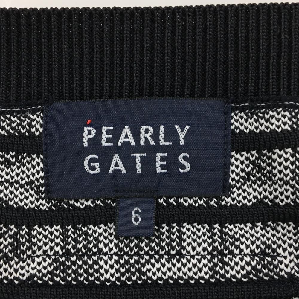 超美品】パーリーゲイツ ニットベスト 黒×白 ロゴ総柄 Vネック メンズ
