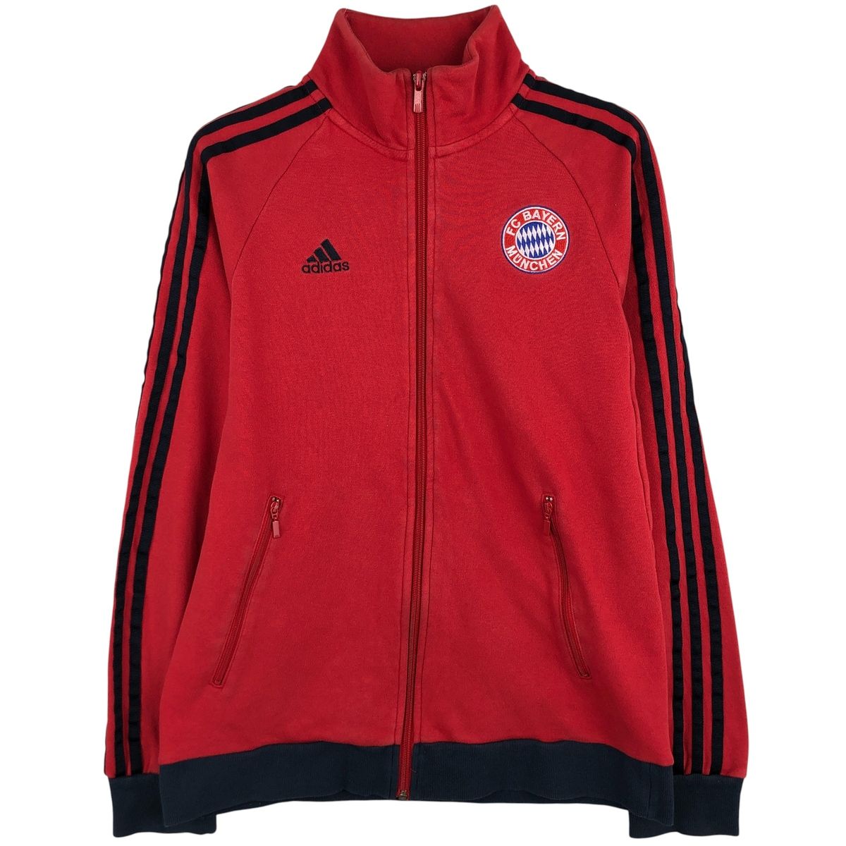 【古着】adidas バイエルンミュンヘン フルジップスウェット XL 刺繍ロゴ 古着 00年代 アディダス adidas BUNDESLIGA ブンデスリーガ BAYERN