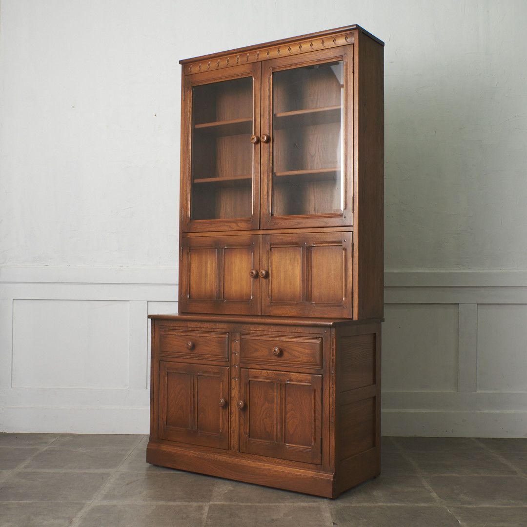 送料別売】 本棚 飾り棚 ガラス ercol オールドコロニアル