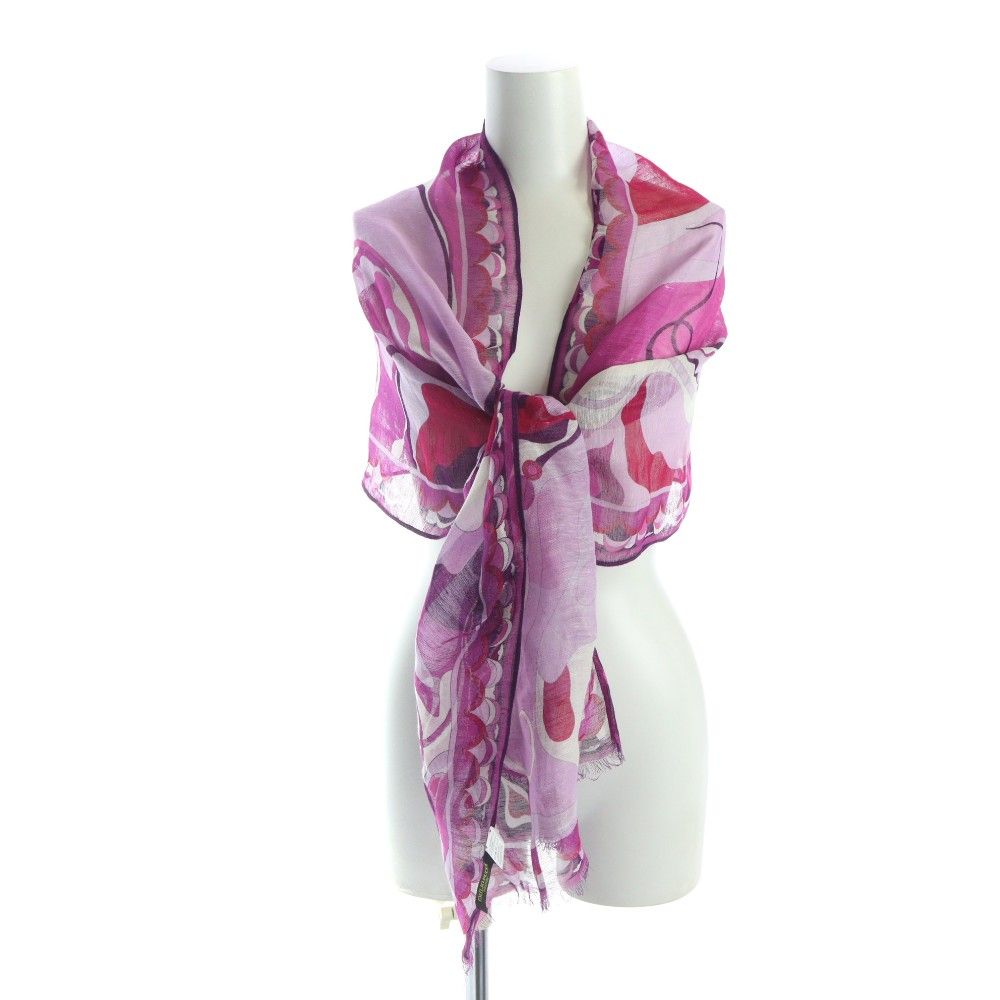 エミリオプッチ EMILIO PUCCI 大判ストール スカーフ 麻 リネン ロゴ