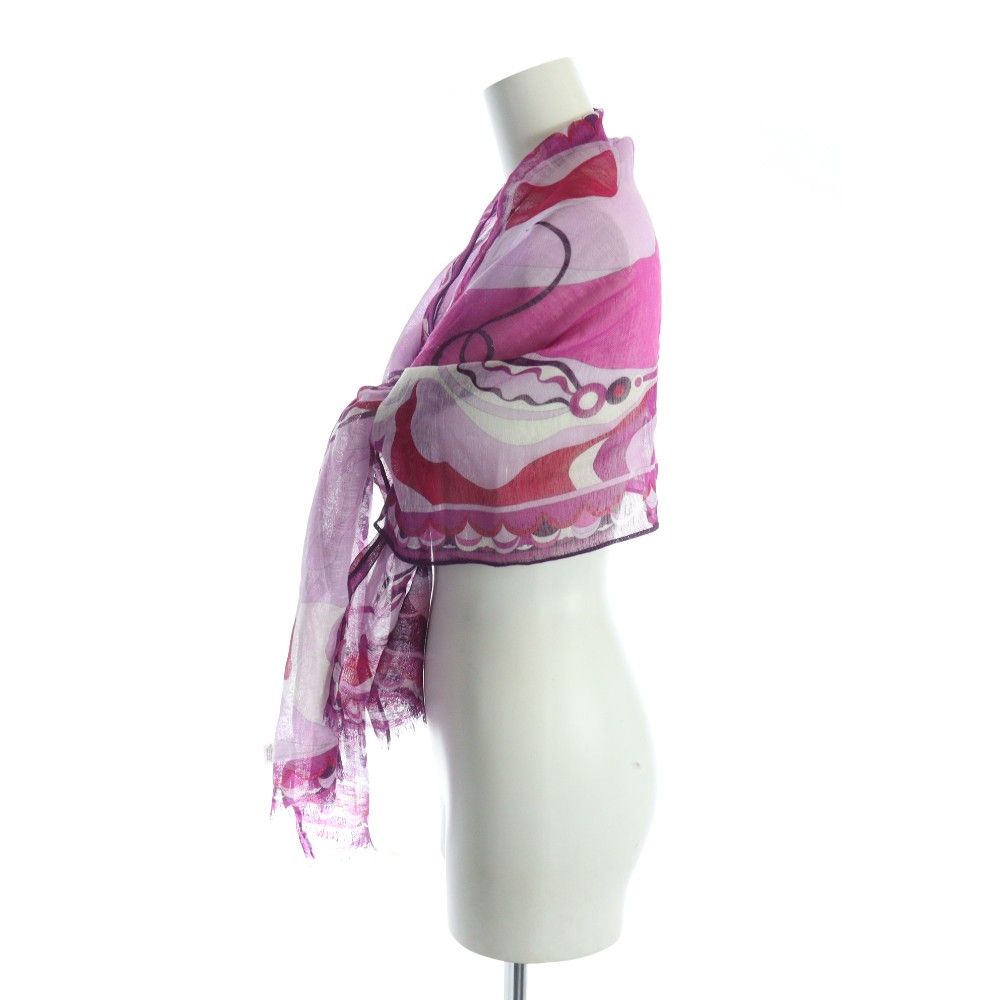 エミリオプッチ EMILIO PUCCI 大判ストール スカーフ 麻 リネン ロゴ