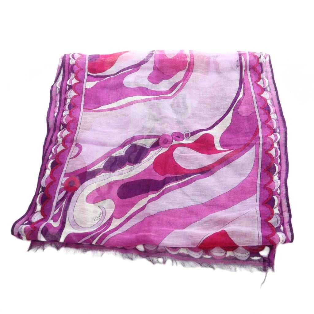 エミリオプッチ EMILIO PUCCI 大判ストール スカーフ 麻 リネン ロゴ