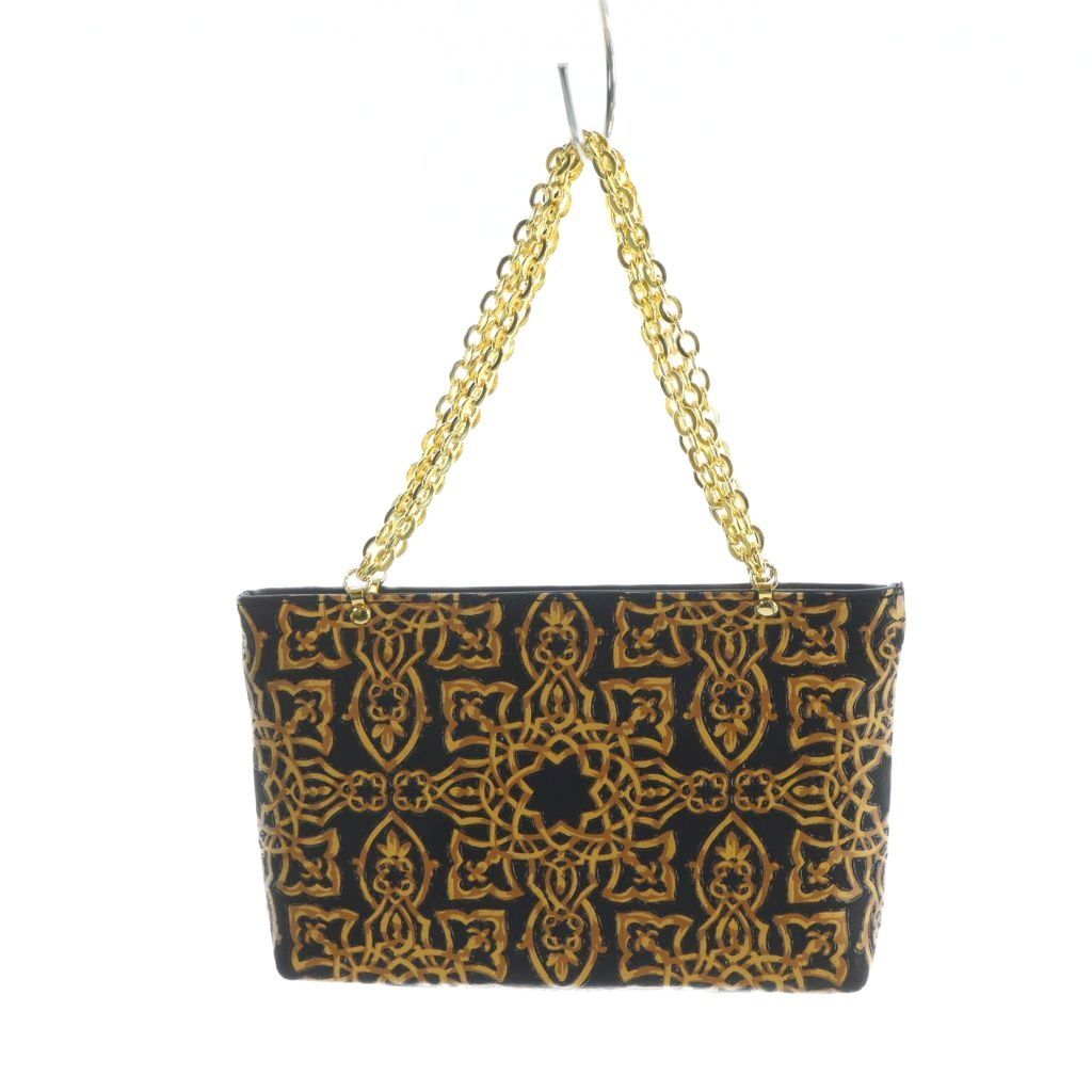 印傳屋 INDEN‐YA INDENYA ハンドバッグ レザー 鹿革 ゴールド金具 総柄