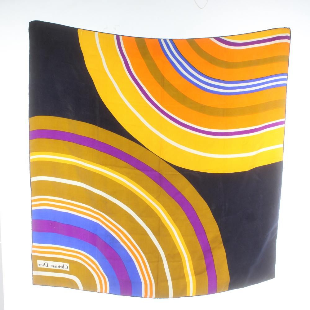 クリスチャンディオール Christian Dior スカーフ 大判 絹 シルク ロゴ