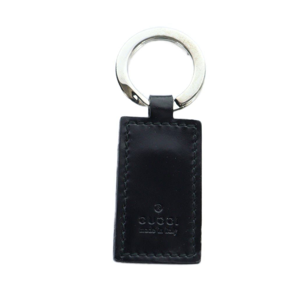 グッチ GUCCI キーリング チャーム レザー シルバー色 黒 ブラック
