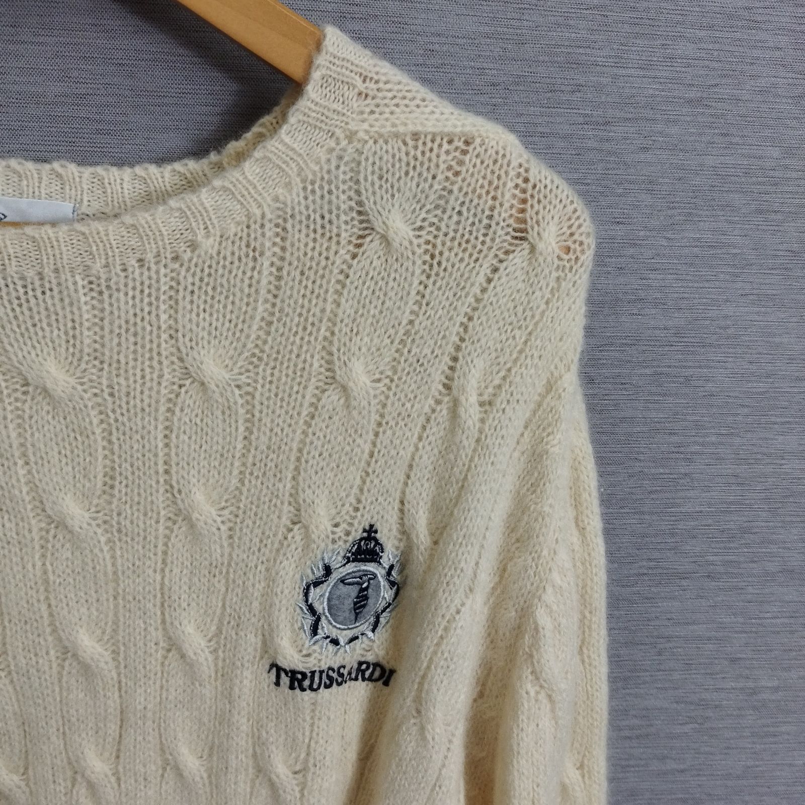 Trussardi トラサルディ ケーブル ニット セーター ワンポイント ロゴ 