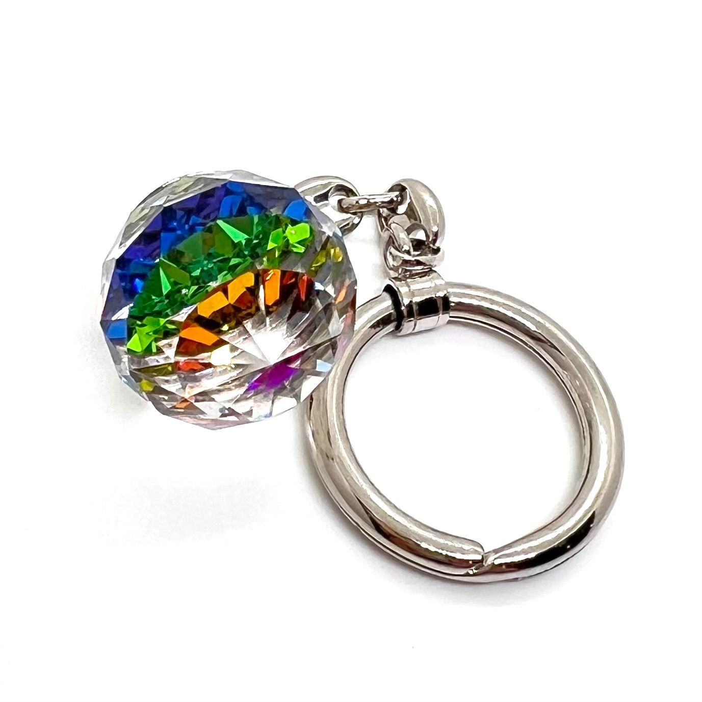 美品☆ SWAROVSKI スワロフスキー クリスタル キーリング ボール 