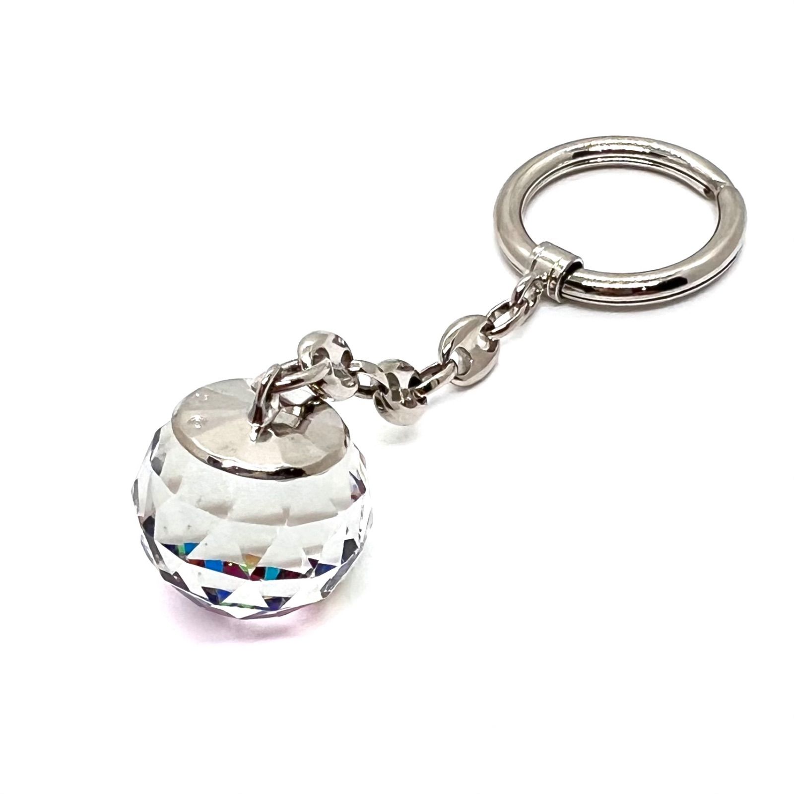 美品☆ SWAROVSKI スワロフスキー クリスタル キーリング ボール 