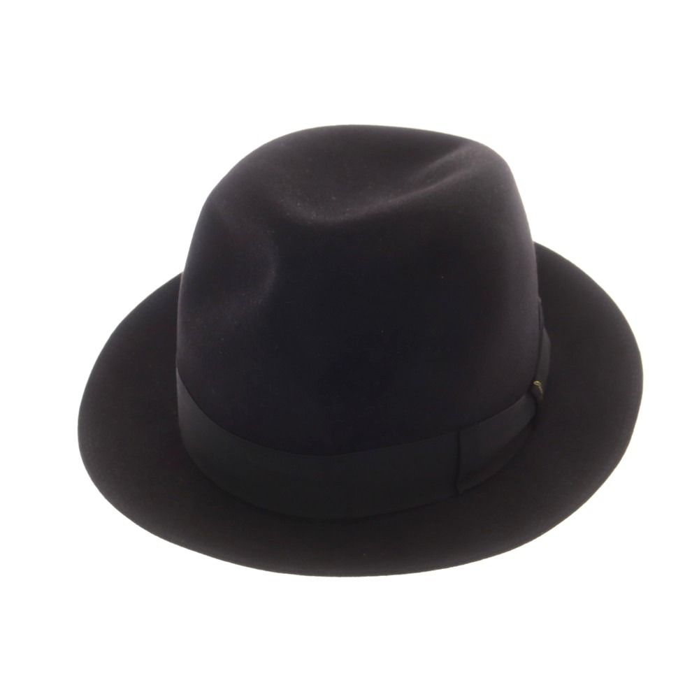 中古】ボルサリーノ Borsalino ラビット 中折れ ハット ブラックx