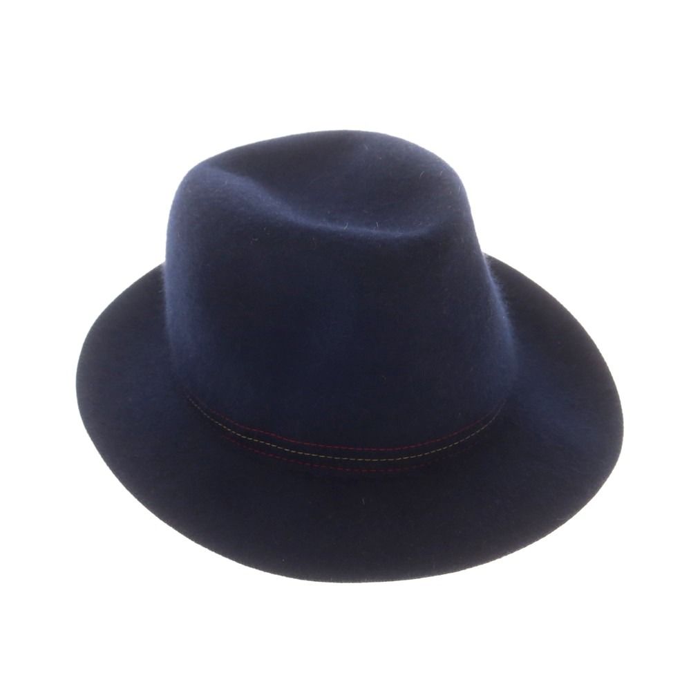 中古】ボルサリーノ Borsalino ファーフェルト 中折れ ハット ネイビー