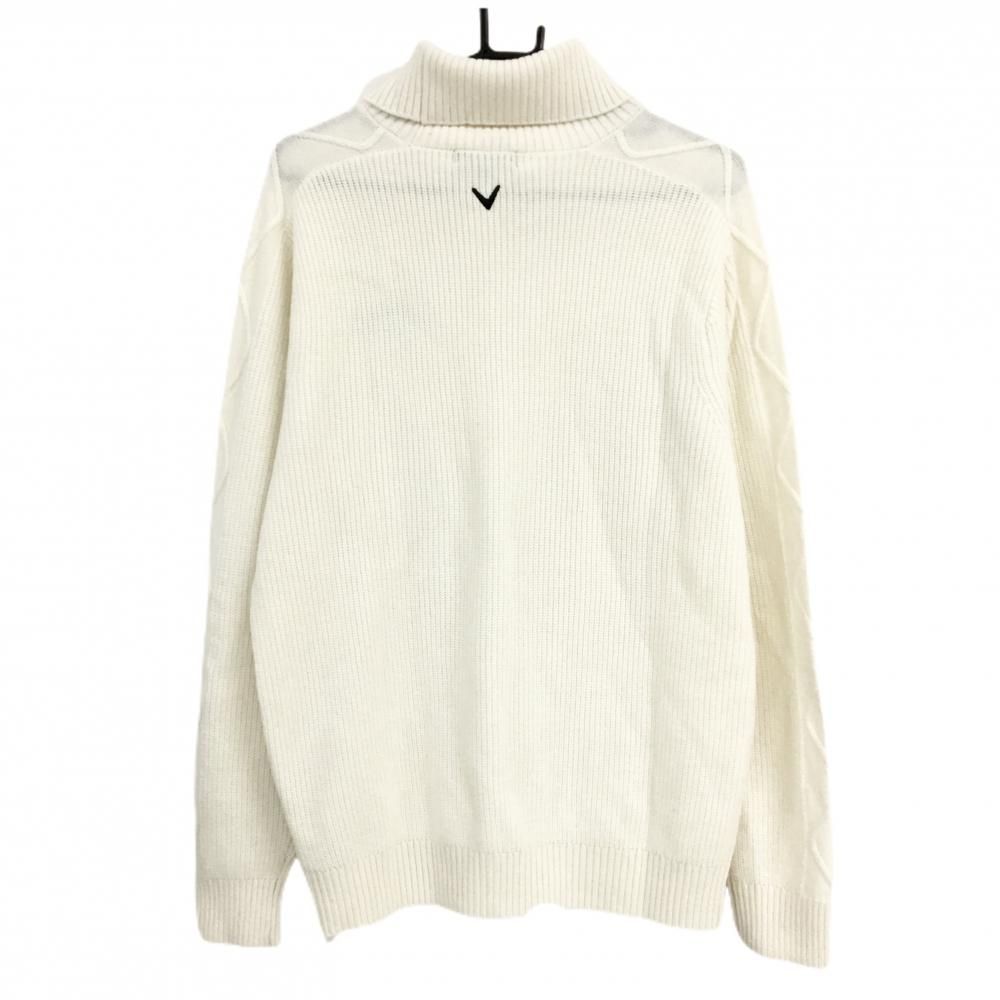 超美品】キャロウェイ タートルネックセーター 白 ロゴ刺しゅう黒