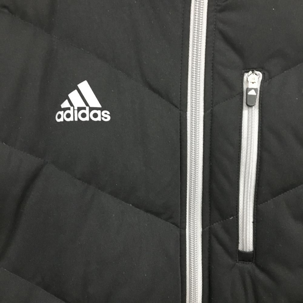 アディダス ダウンジャケット 黒×グレー ロゴプリント メンズ O/XG