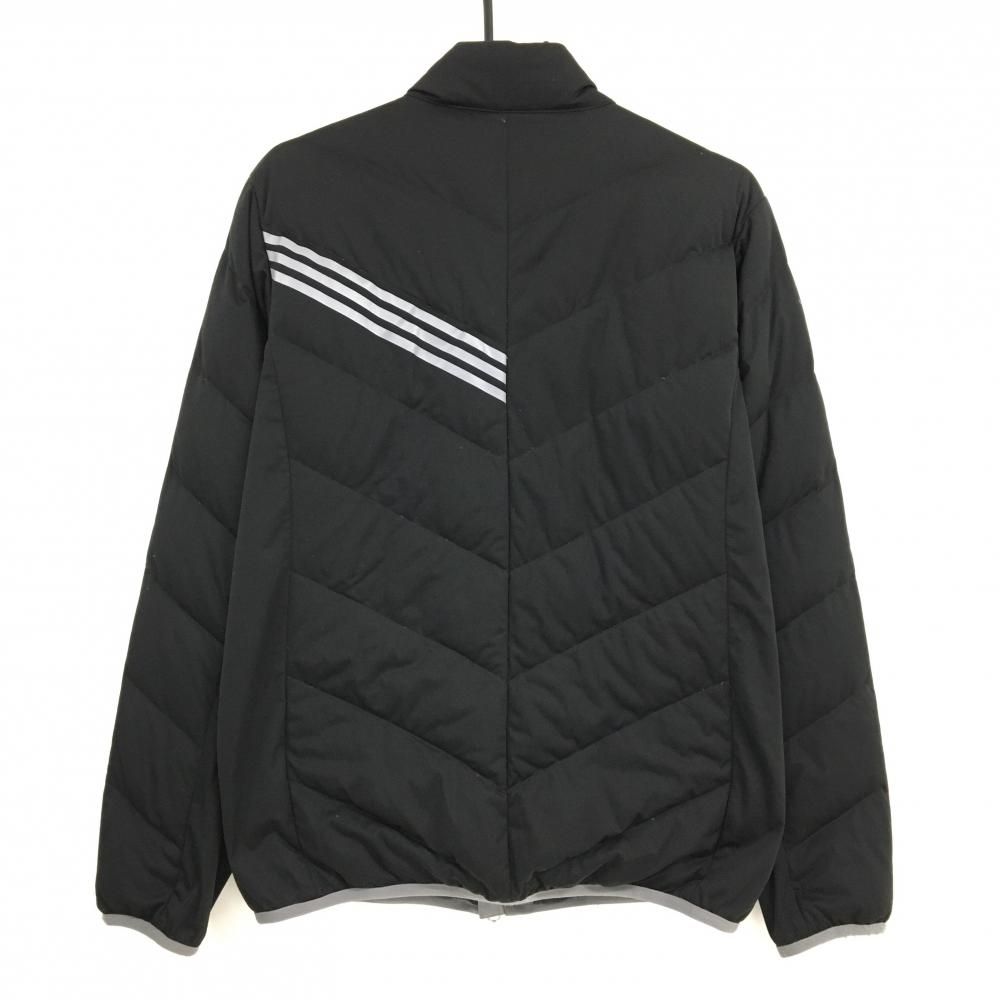 アディダス ダウンジャケット 黒×グレー ロゴプリント メンズ O/XG