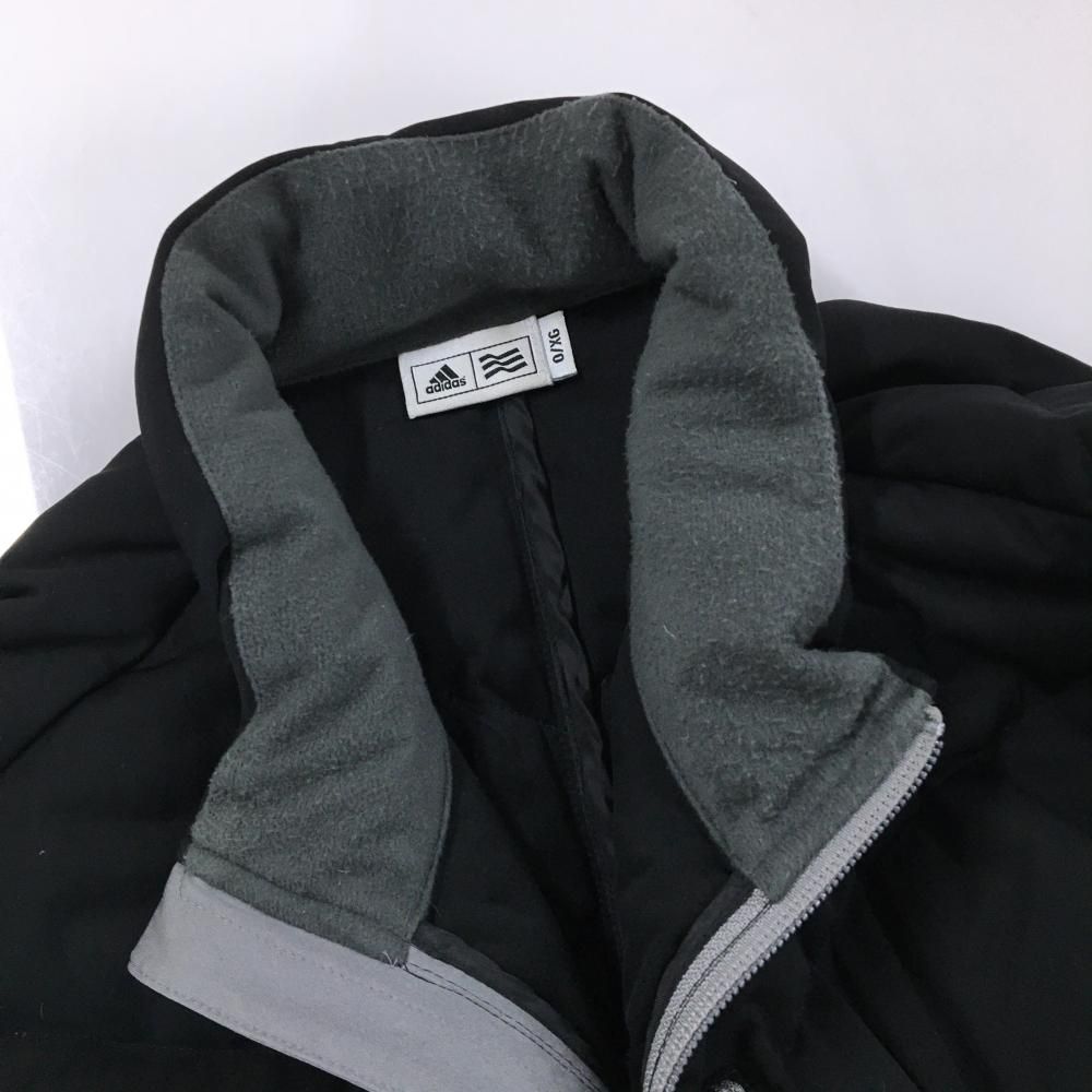 アディダス ダウンジャケット 黒×グレー ロゴプリント メンズ O/XG